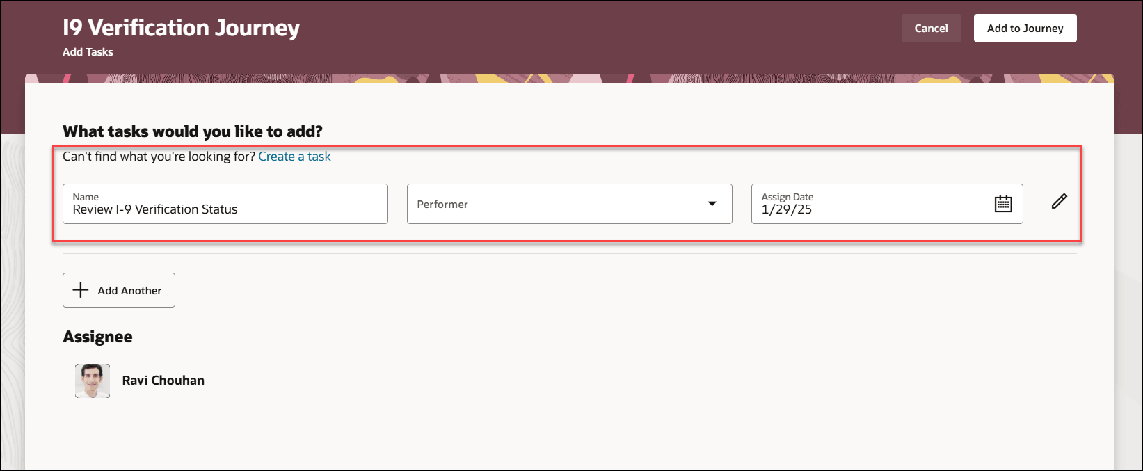 Page After You Create a Task without Additional Search Row