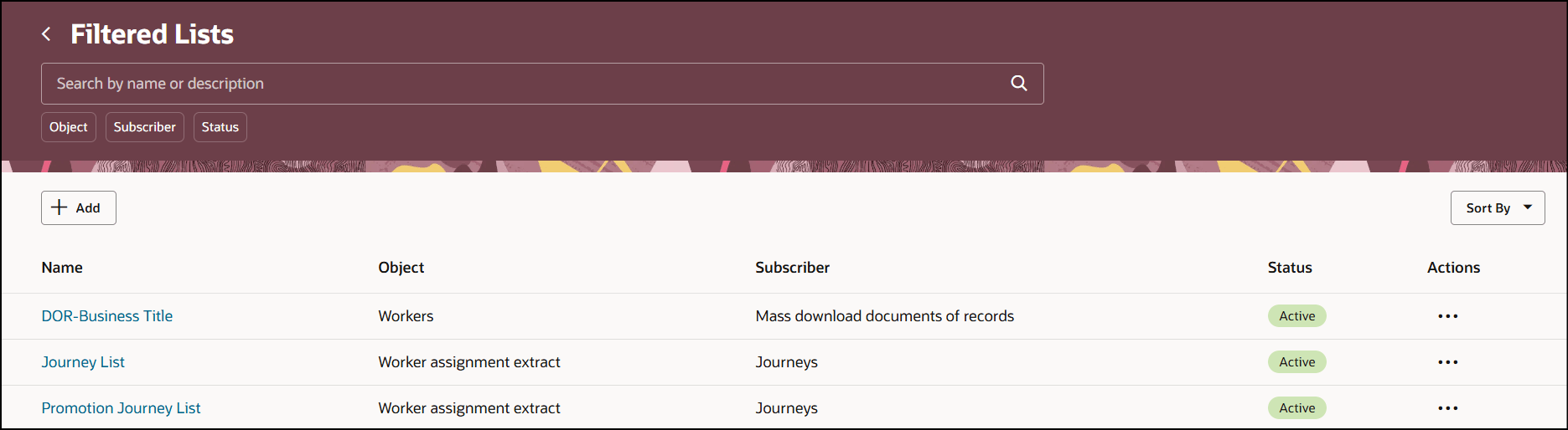 Filtered Lists