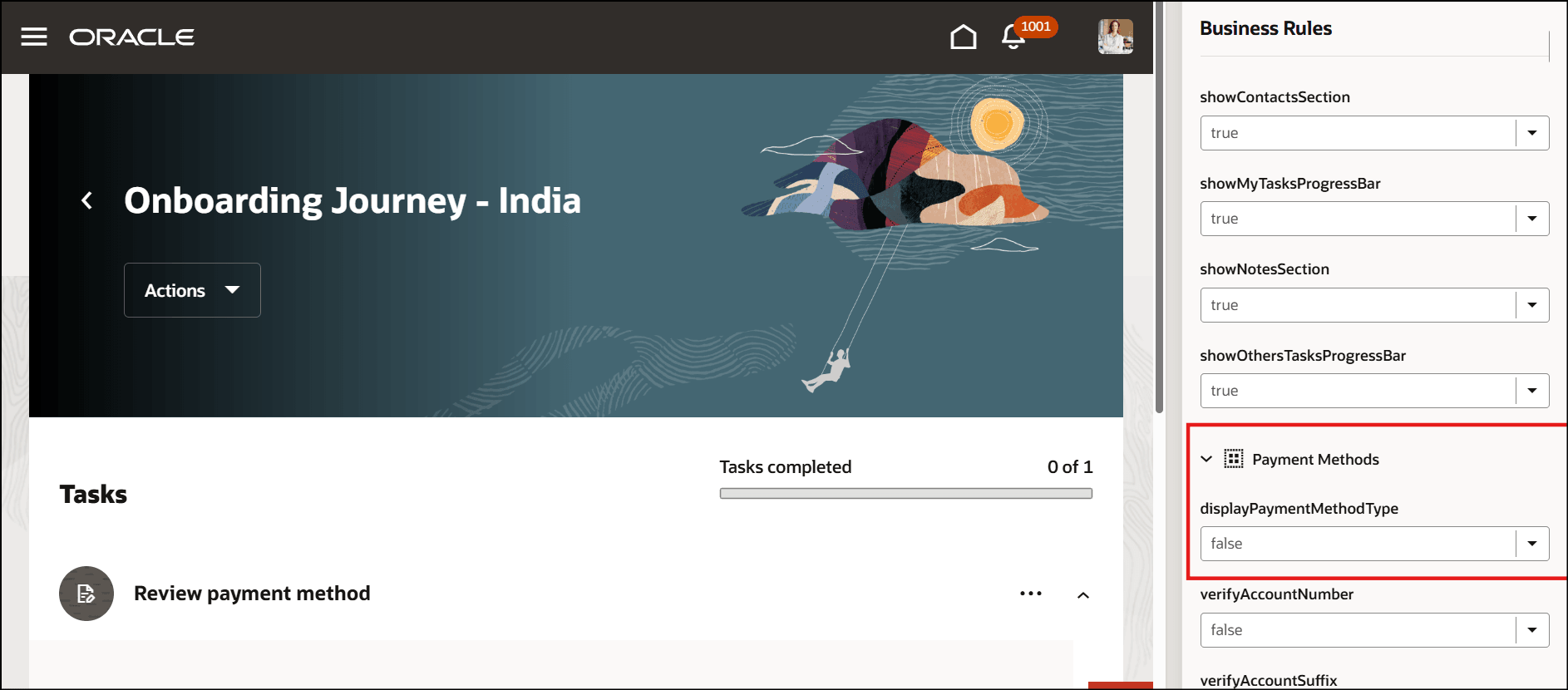 Configure Page Property for Payment Methods Embedded Application Task