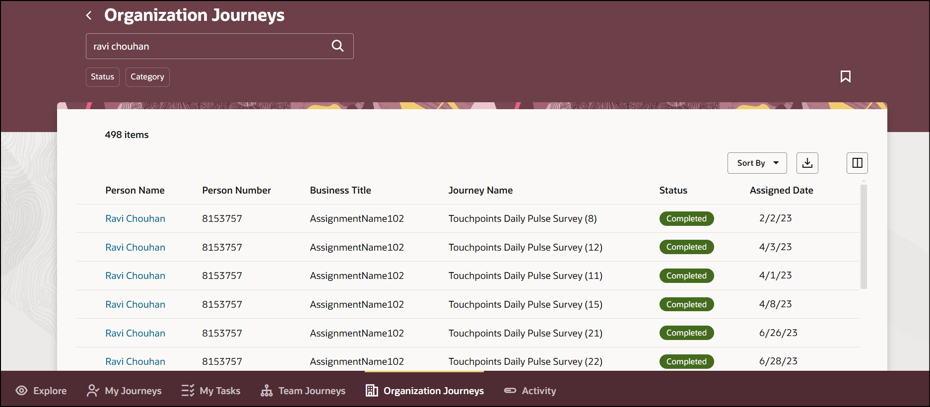 Organization Journeys Tab