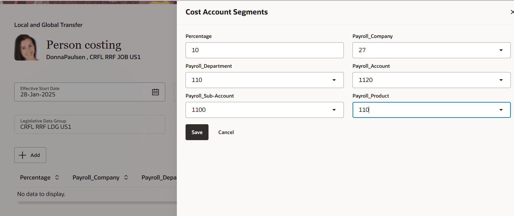 Add person assigment costing