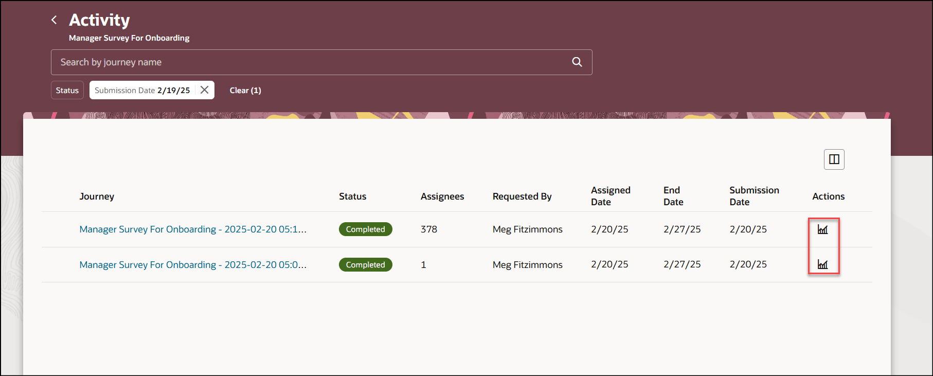 View Response Summary for Manager Survey Journey