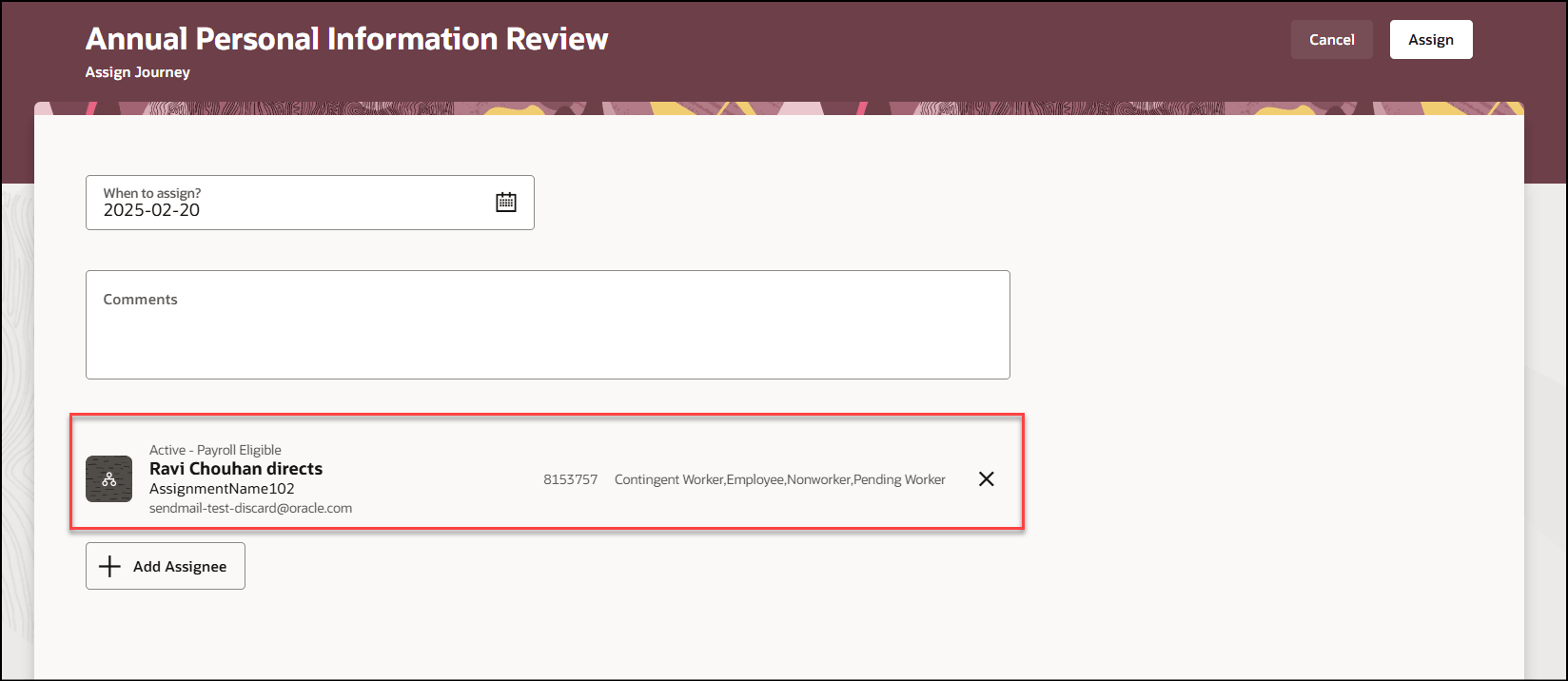 Directs Including Nonworkers and Pending Workers Added for Assigning