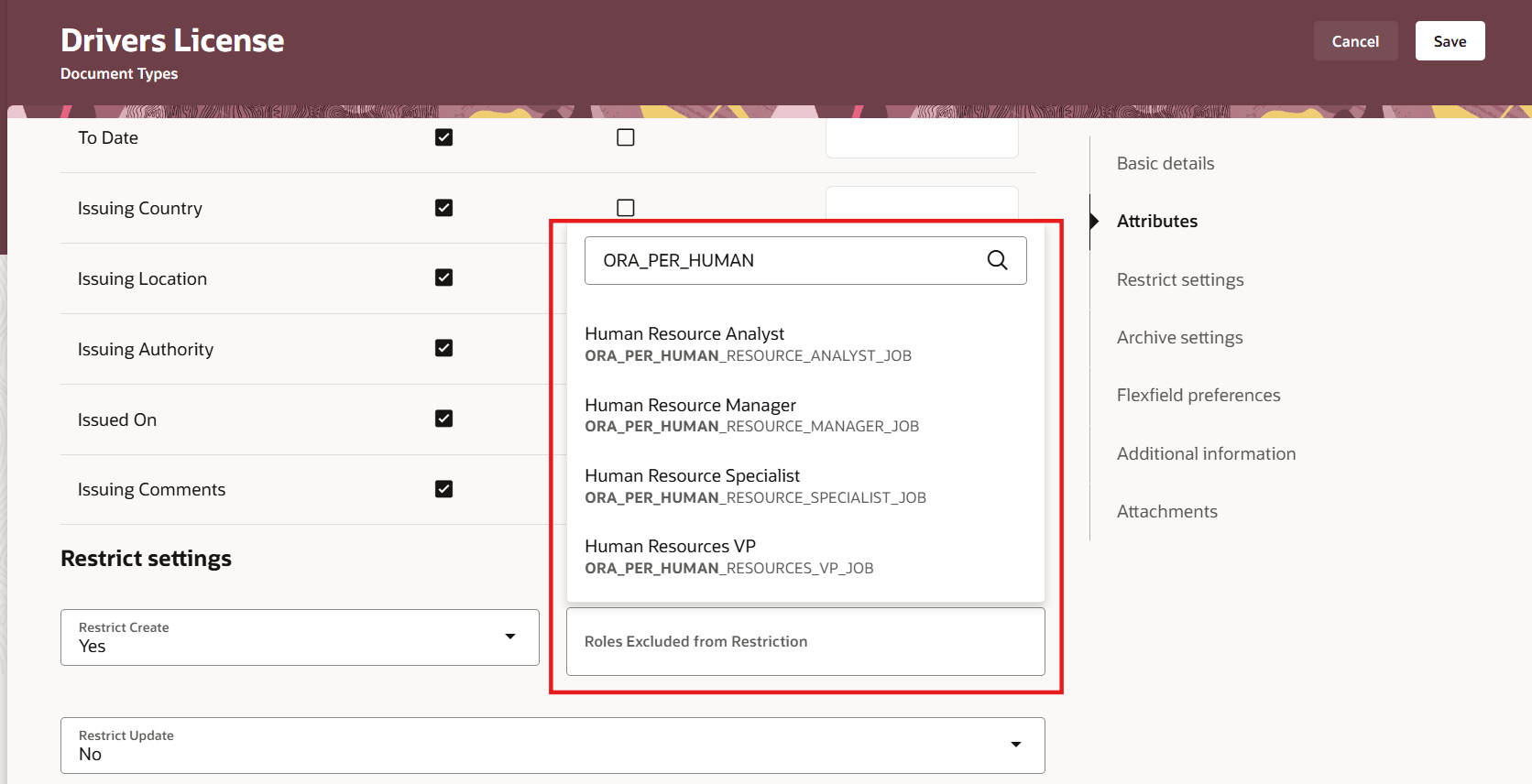 Search for Roles Using Role Codes
