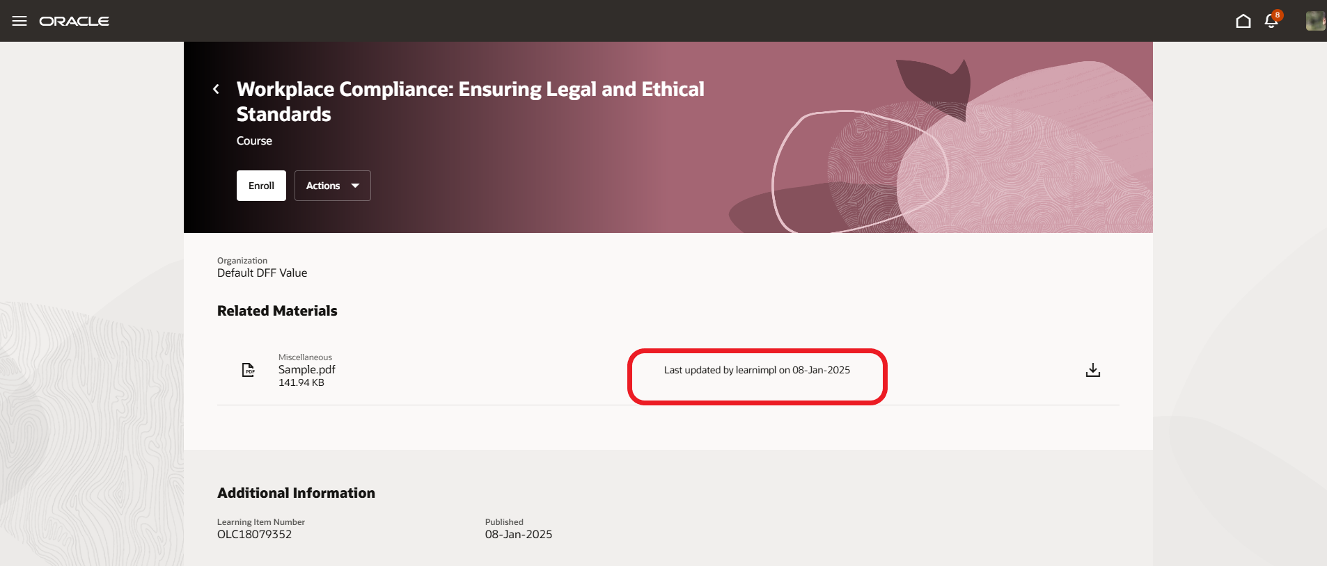 Last Updated By and Last Updated Date Details That Used to Be visible to Learners