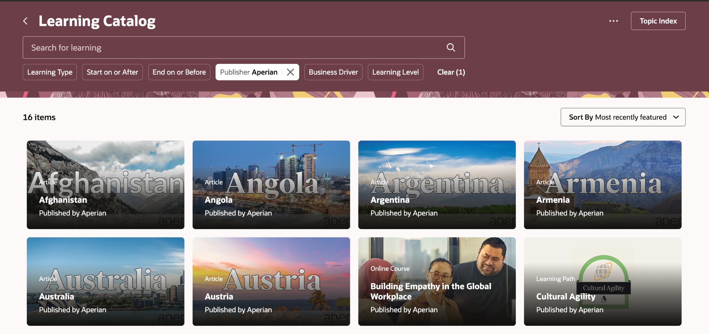 Searching the Learning Catalog by Publisher
