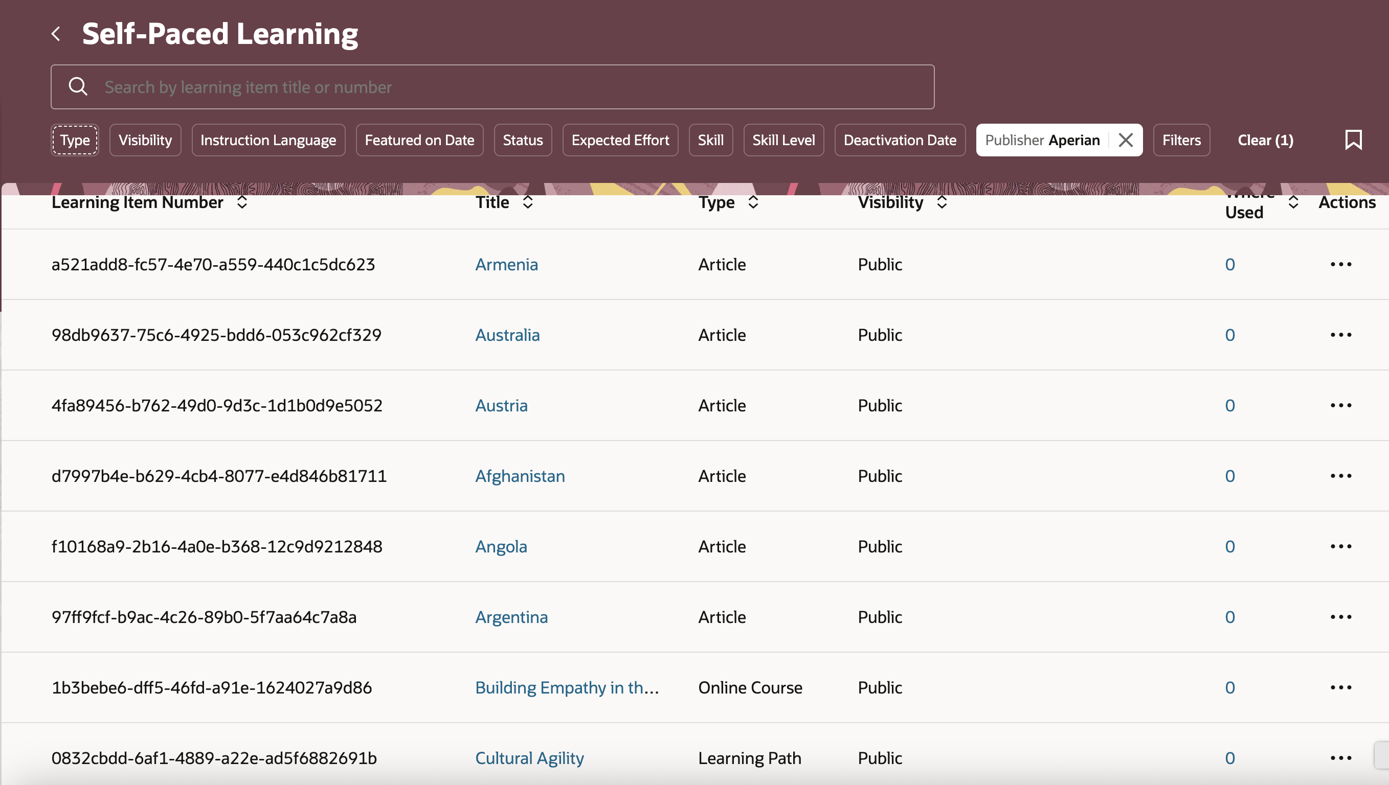 Self-Paced Learning Page with Learning Filtered by Publisher