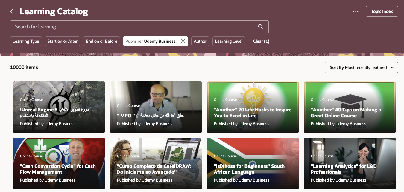 Searching the Learning Catalog by Publisher