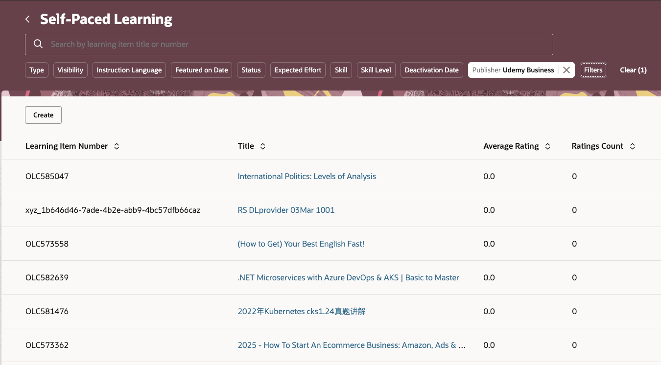 Self-Paced Learning Page with Learning Filtered by Publisher