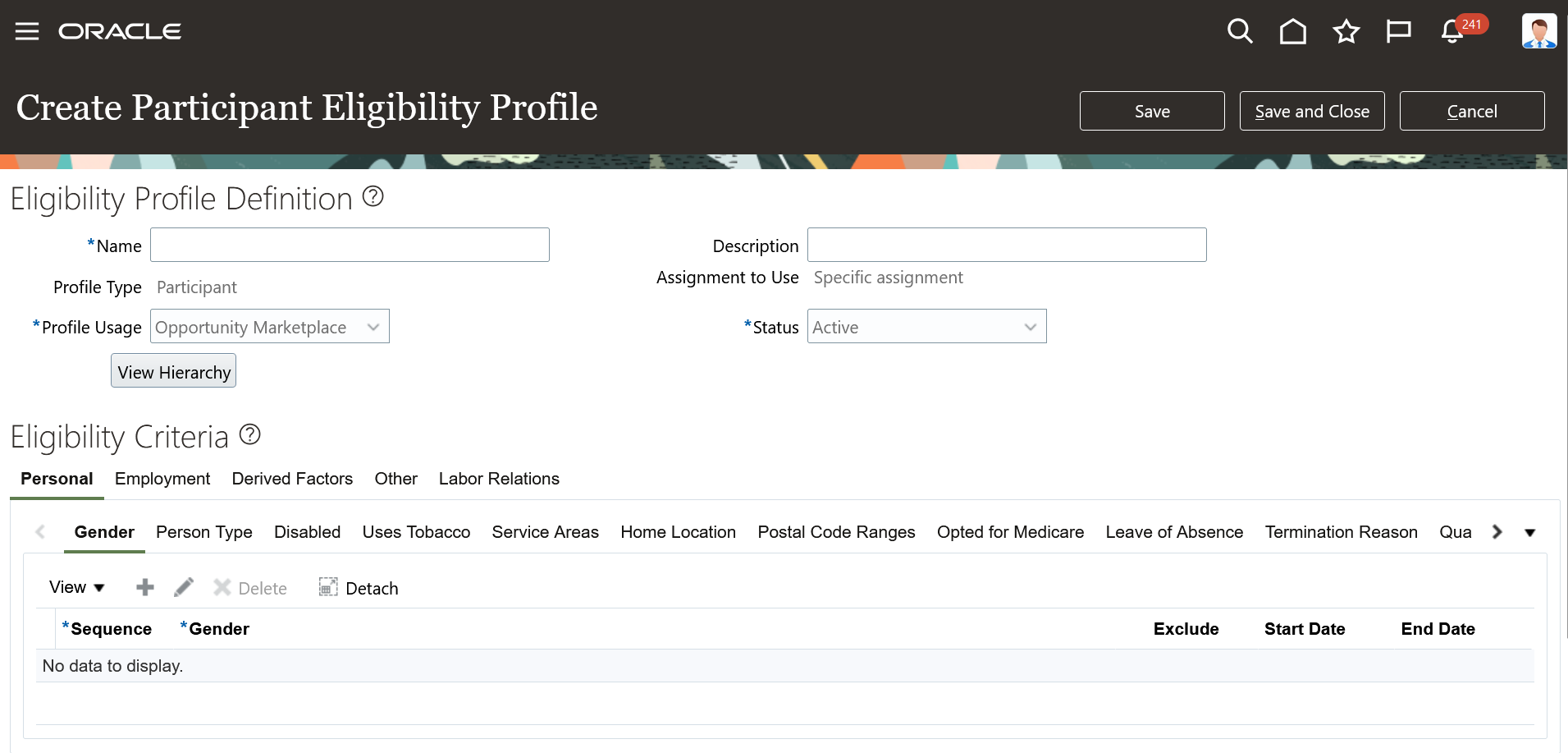 Opportunity Marketplace Eligibility Profile