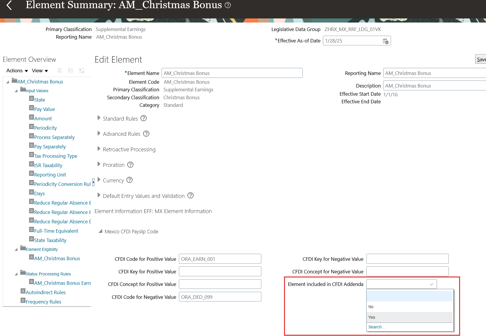 Update the element to include in the CFDI's addenda
