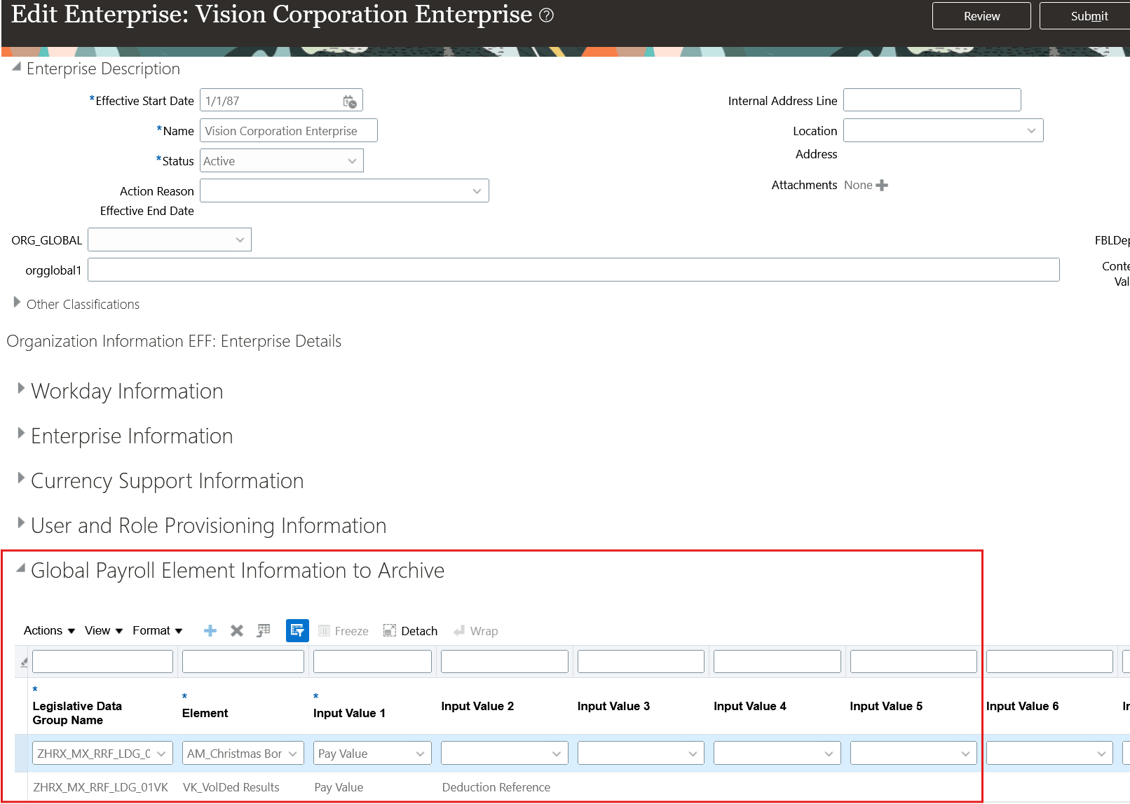 Select the element and input values to be archived for the CFDI's addenda node