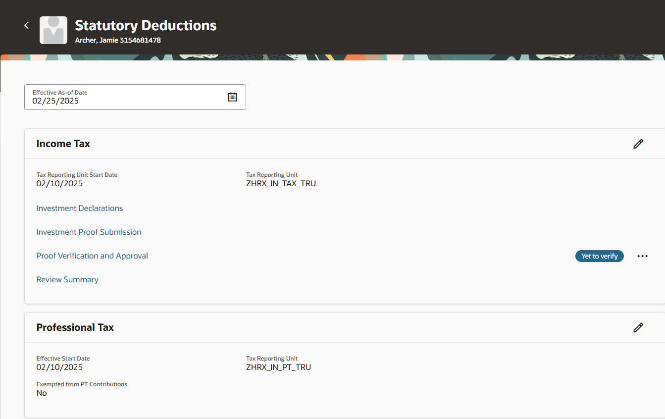 Employee Statutory Deduction Calculation Card