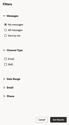 All Filter Options for Messages