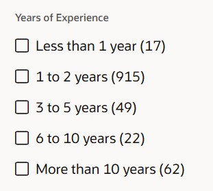 Years of Experience Filter