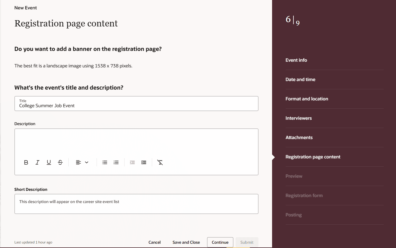 Registration Page Content