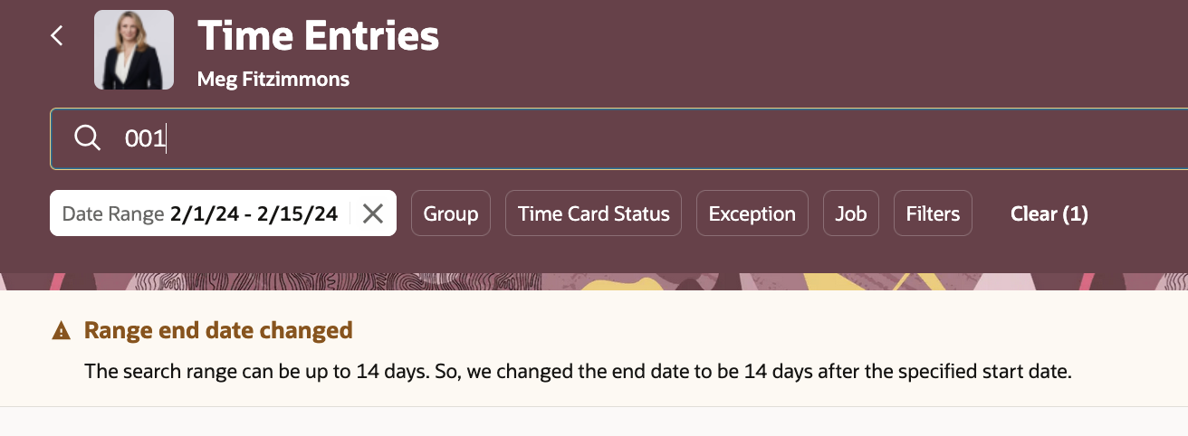 Date Range Changed Message
