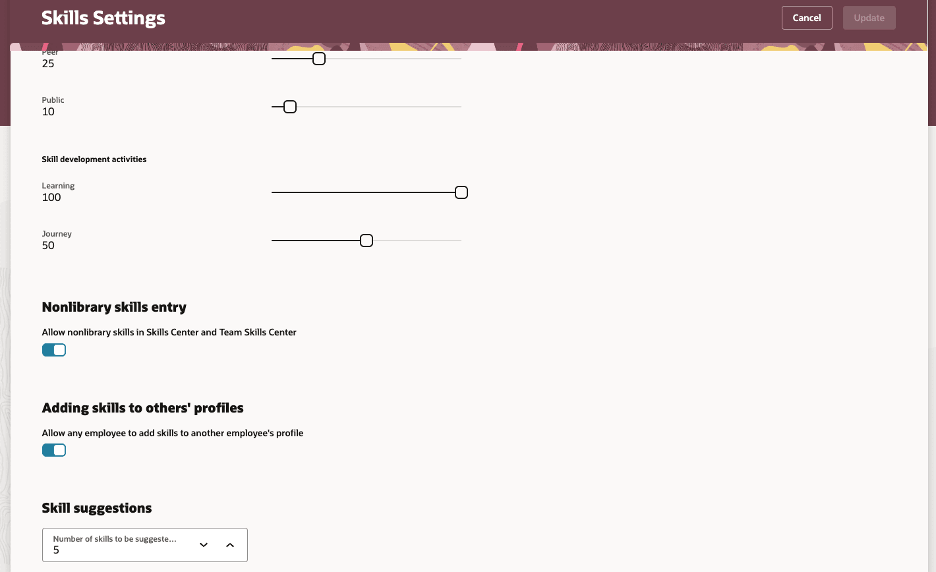 Select the number of skills to be suggested