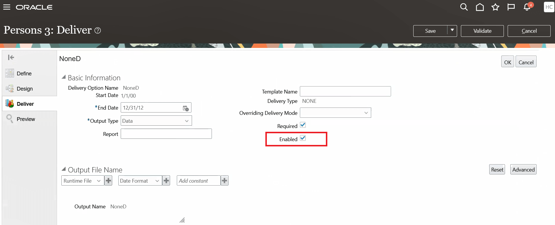 Extract Delivery Options configuration