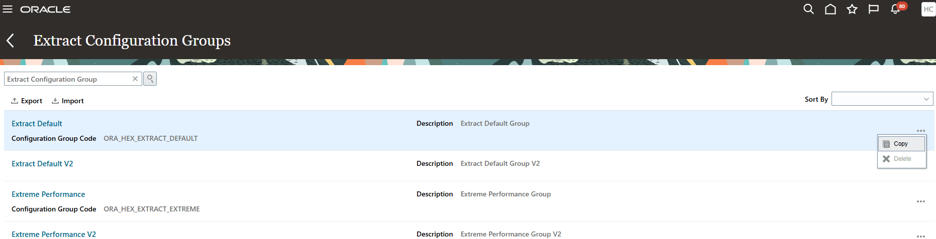 Copying Seeded Extract Configuration Group