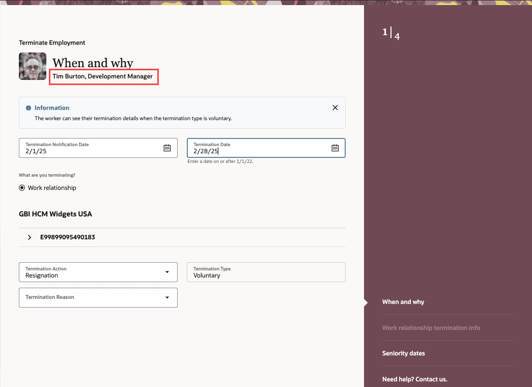 Name and Business Title Displayed in the Default View in a Guided Process