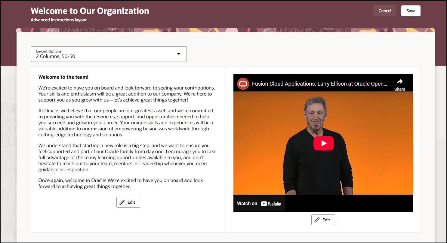 Content Added in 2 Columns, 40-60 Layout Option