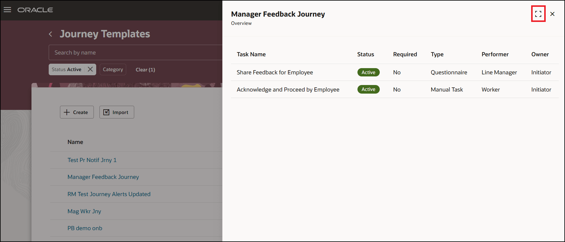 Maximize Icon on Tasks Panel Drawer