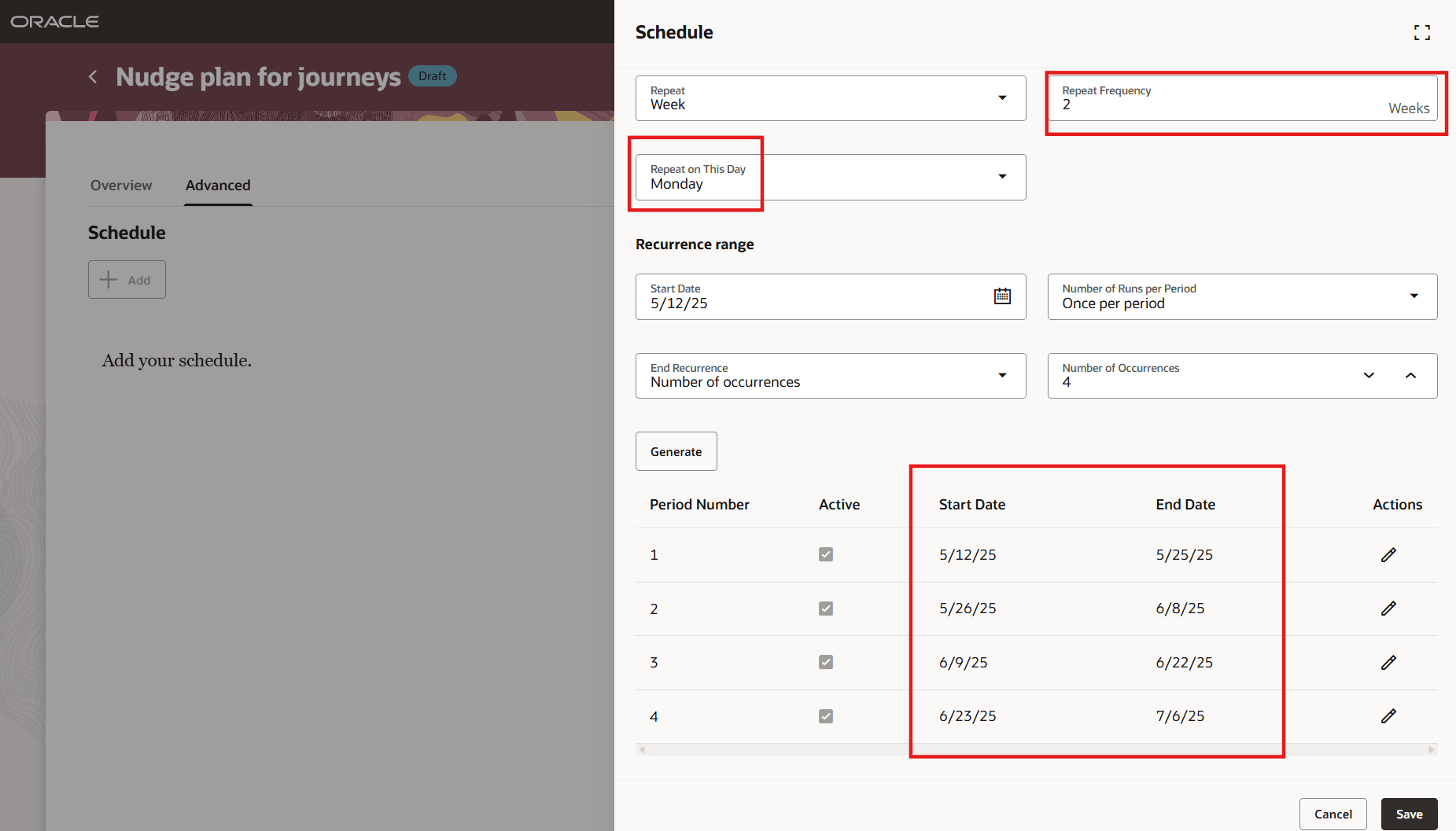 Bi-weekly Recurring Schedule for a Nudge Plan