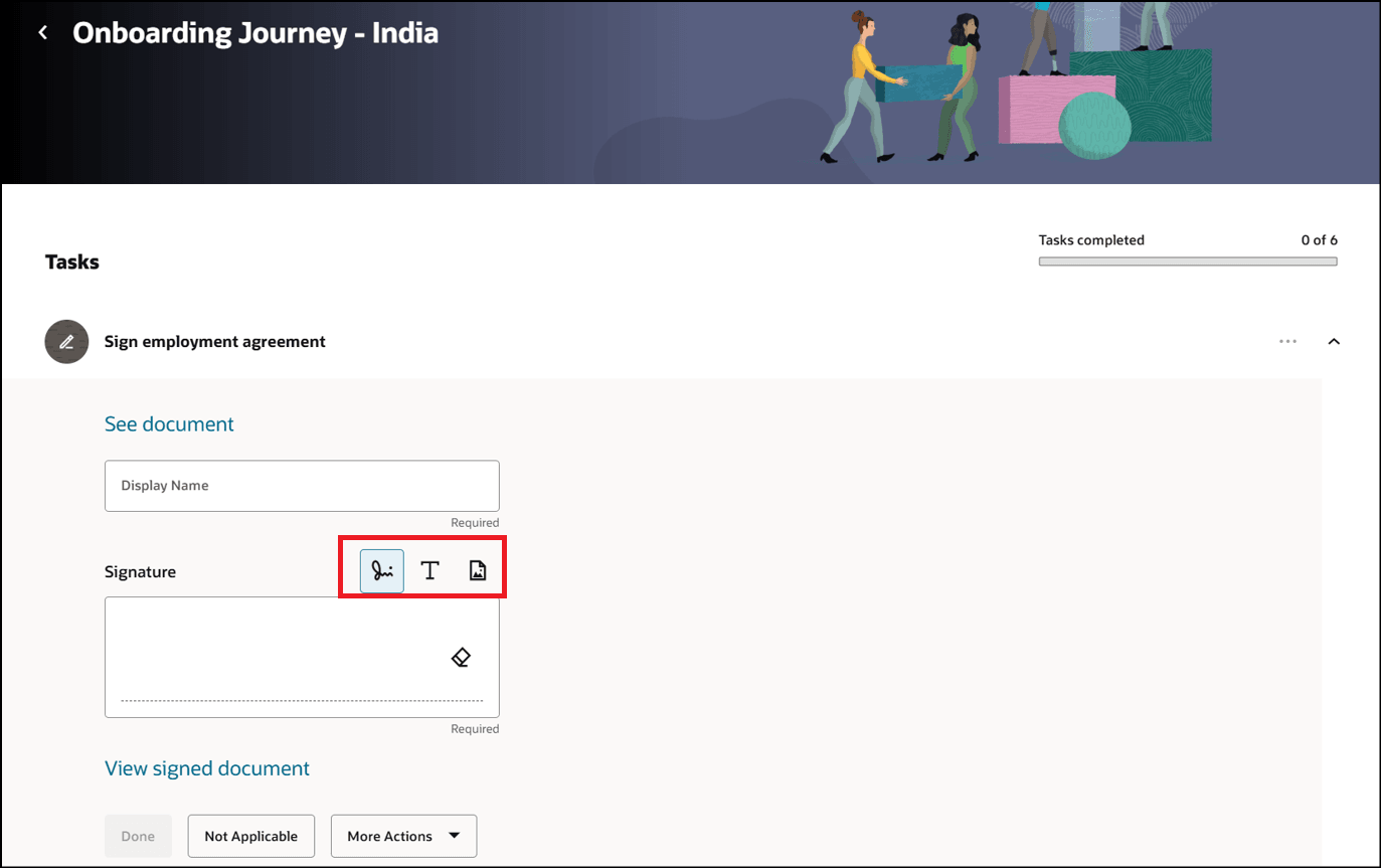 Electronic Signature Options for Journey Tasks