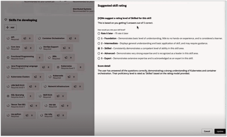 AI-suggested skill rating