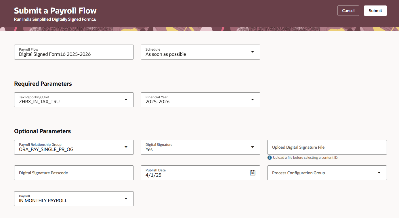 Payroll Flow for Simplified Form 16 Generation