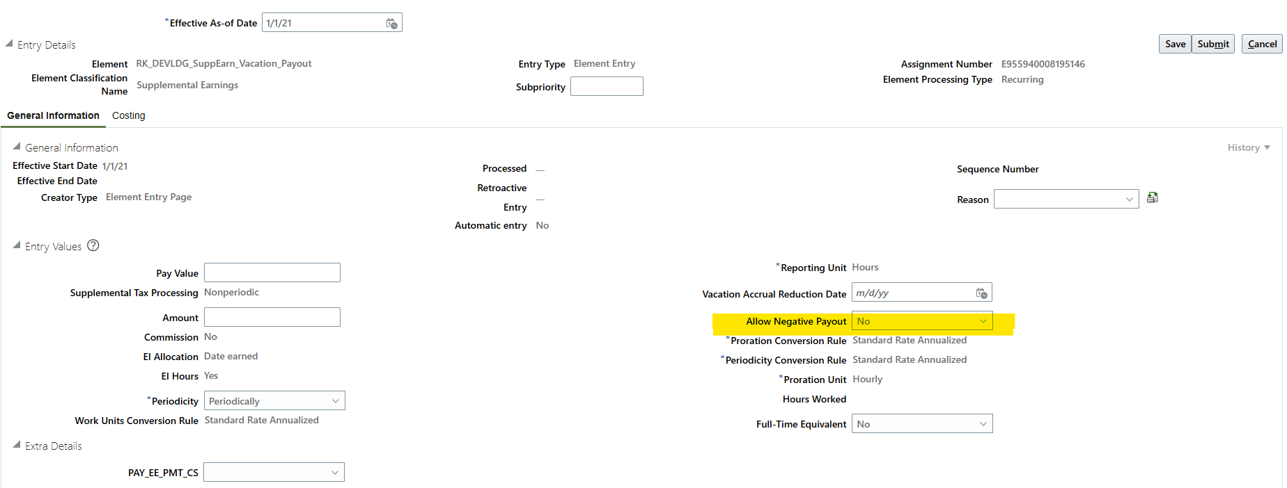 Allow Negative Payout Input Value