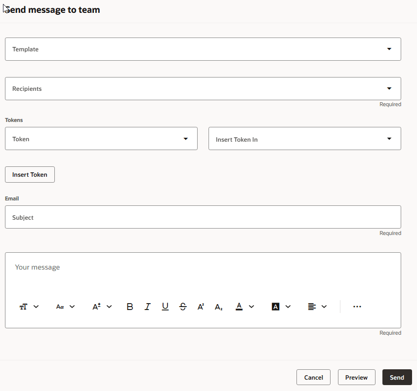 Send Message to Team Panel