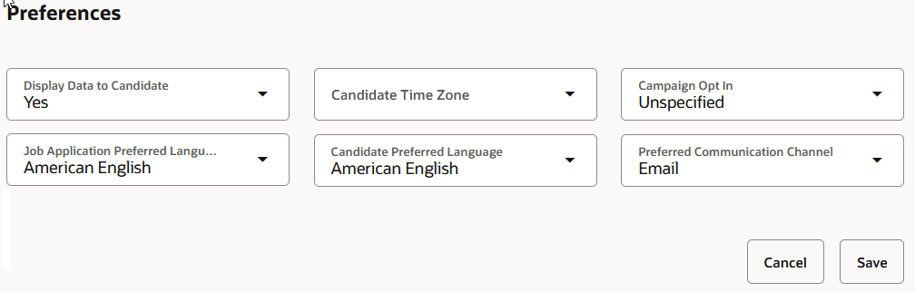 Job Application Preferred Language Field