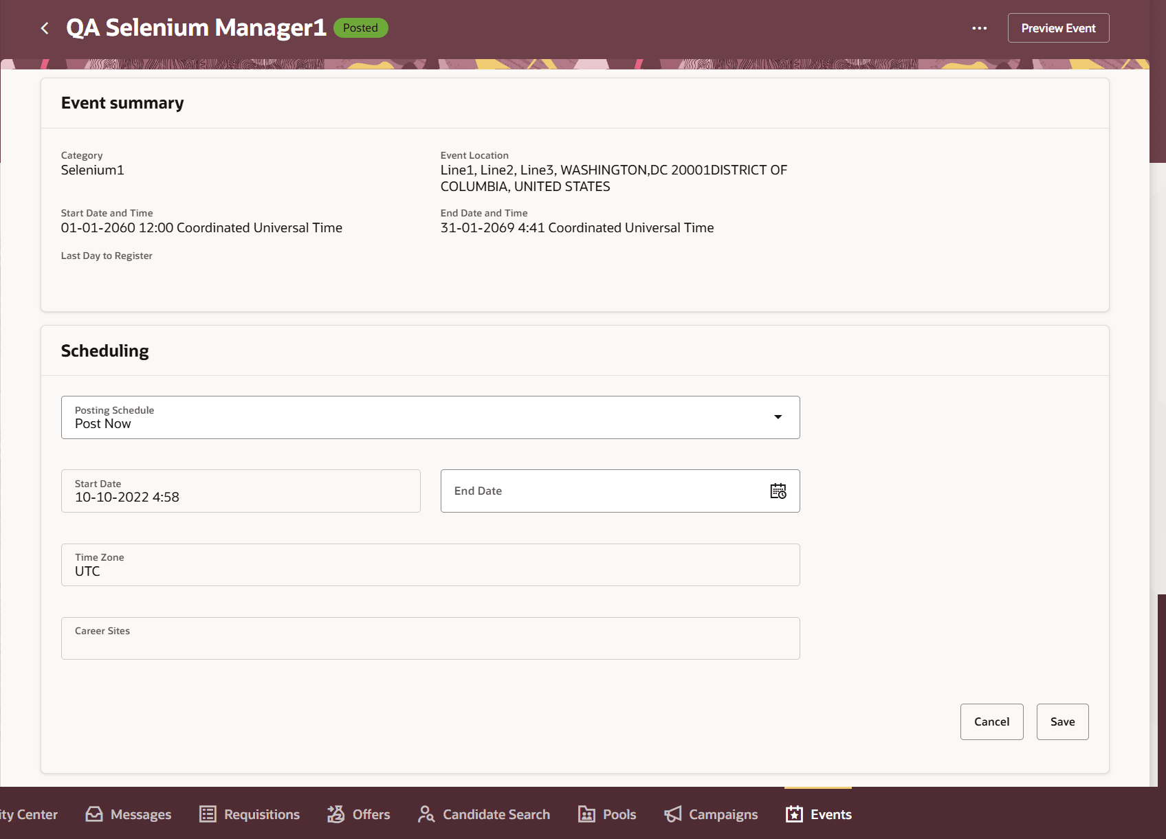 Scheduling Fields Are Editable
