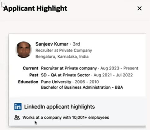 Applicant Highlights Panel