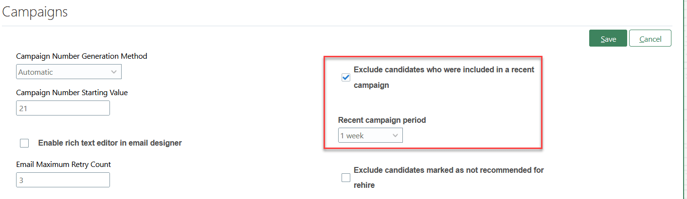 Settings When Configuring Campaigns