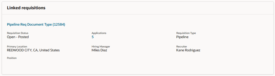Linked Requisitions Section in the Job Requisition Overview Tab