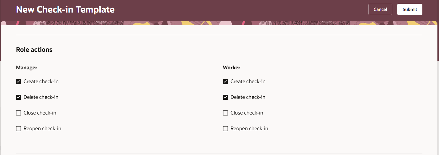 Check-in Template Role Options