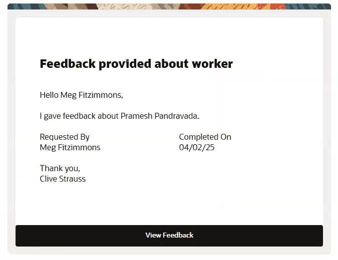 Link to feedback available in the notification