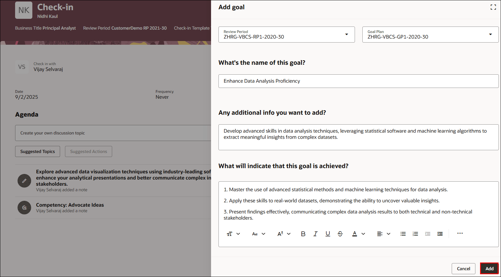 Adding Goal as Discussion Topic