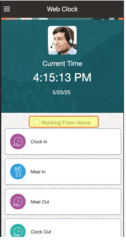 Web Clock with Working from Home Option