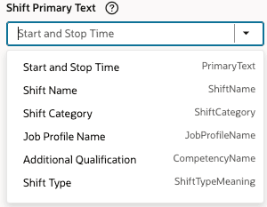 Visual Builder Studio Shift Primary Text Property List
