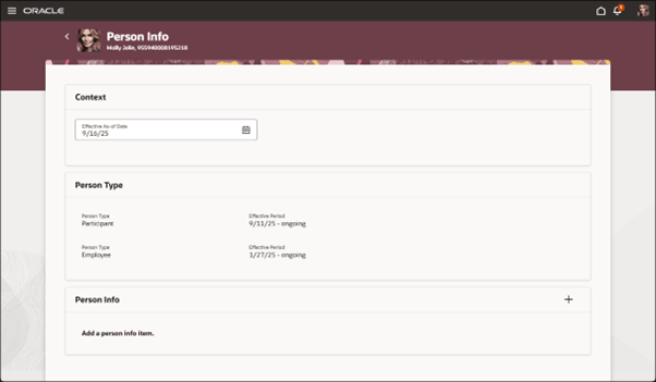 Person Type Region in the Redwood Person Info Page