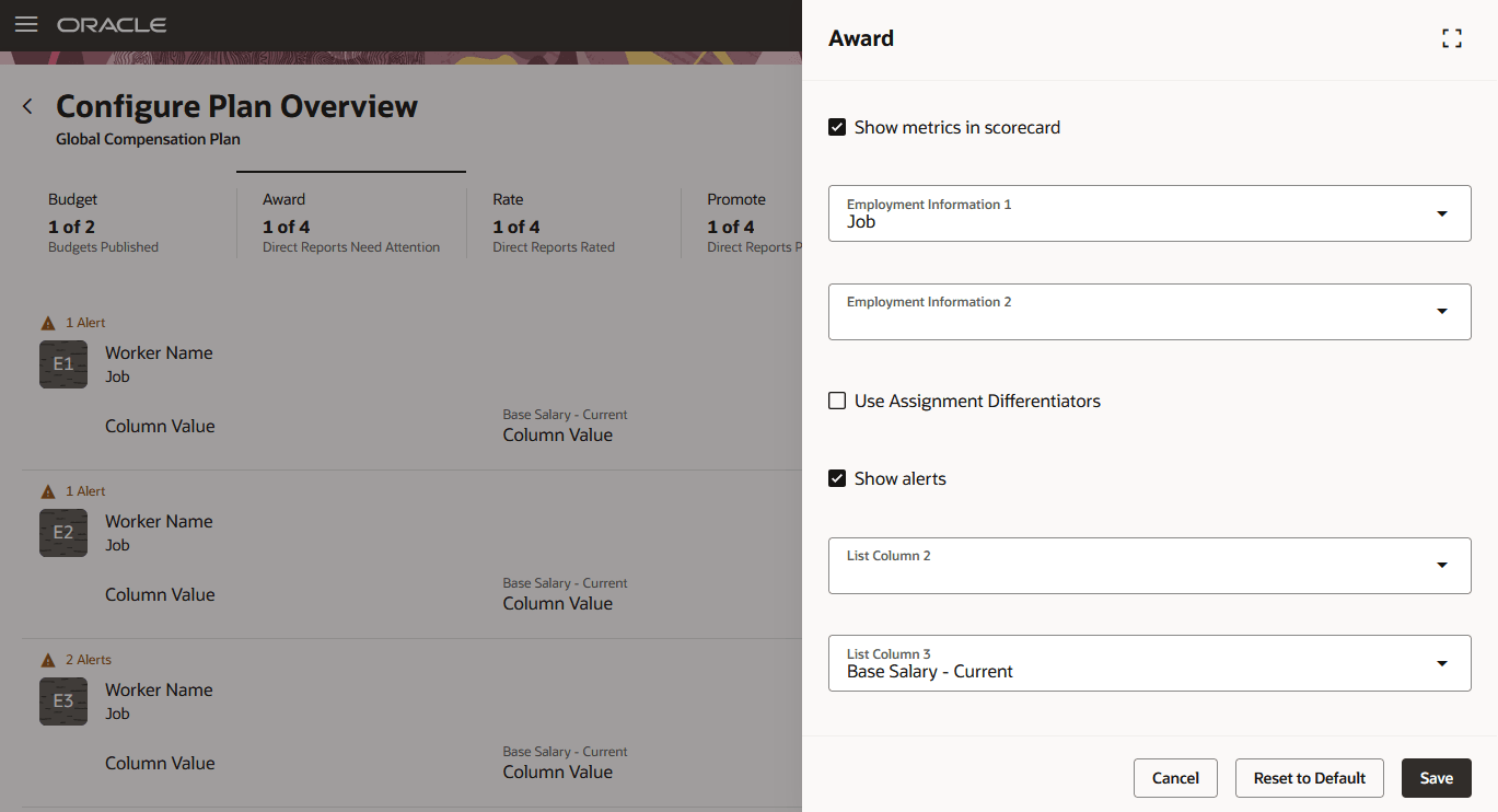 Edit Landing Page Configuration - Award