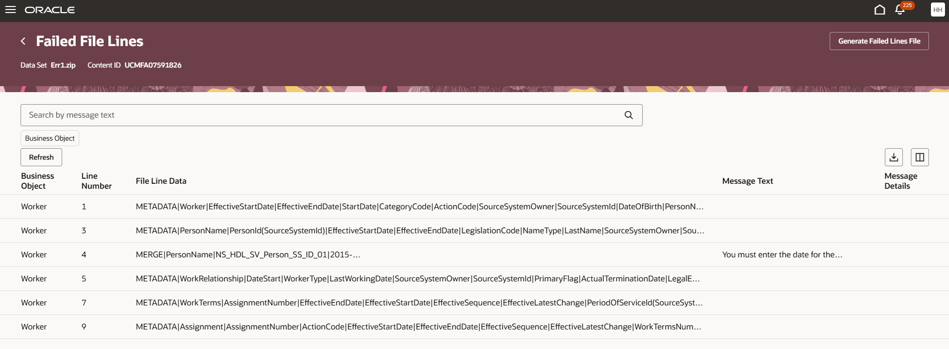 Failed Lines File