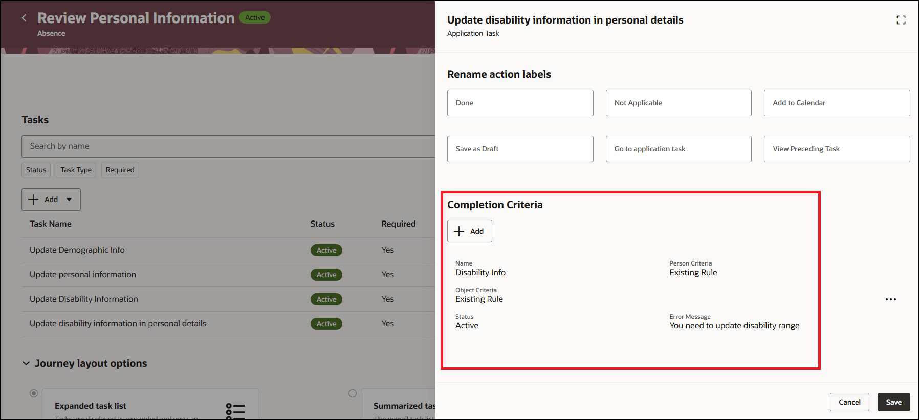 Define Rule for a Specific DDF in Personal Details
