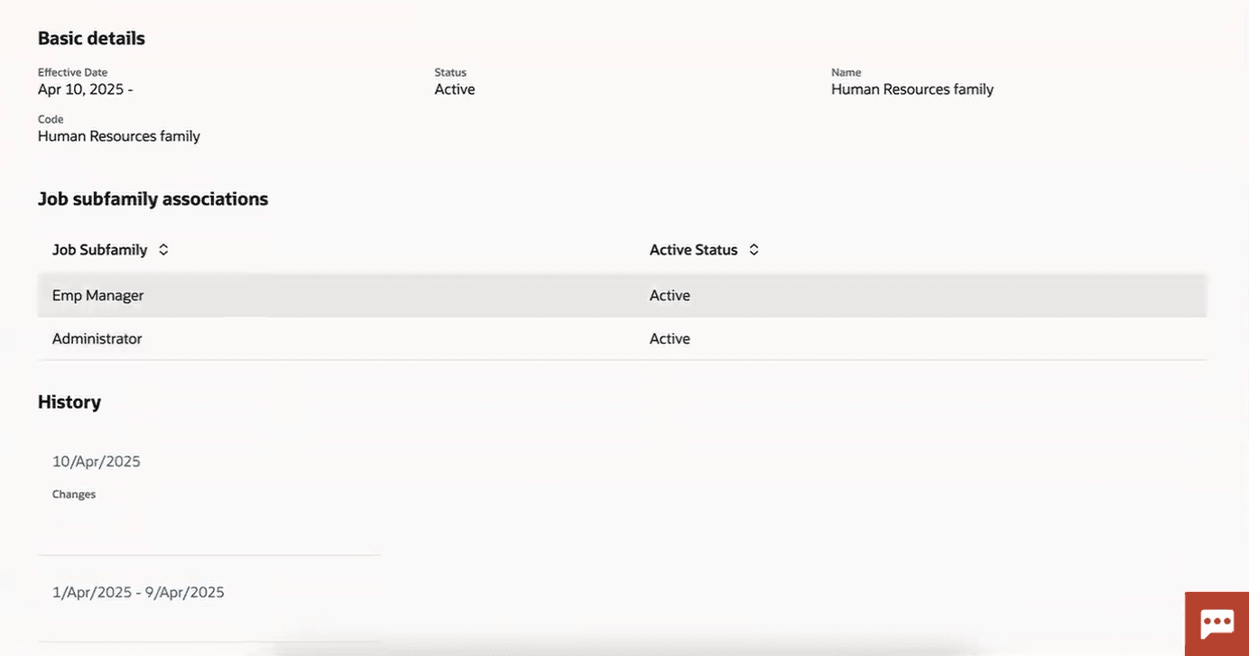 Job subfamily association deleted