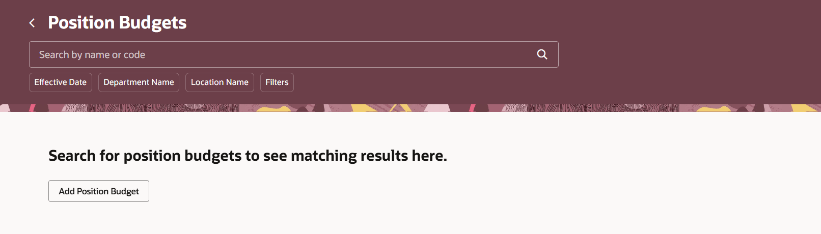 Position Budgets search page