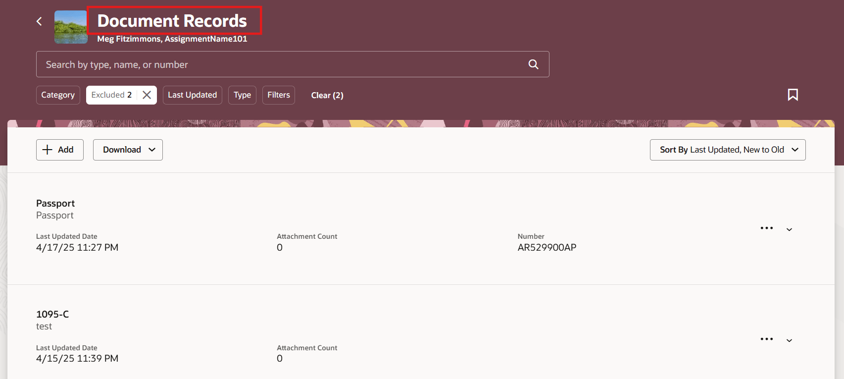 Redwood Document Records List Page